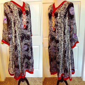 Chiffon Dress Swarovski Crystals Work 2pc